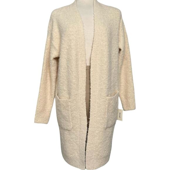 Women's Boucle long, open-front duster cardigan, in PASTEL ROSE TAN size S - Picture 1 of 12